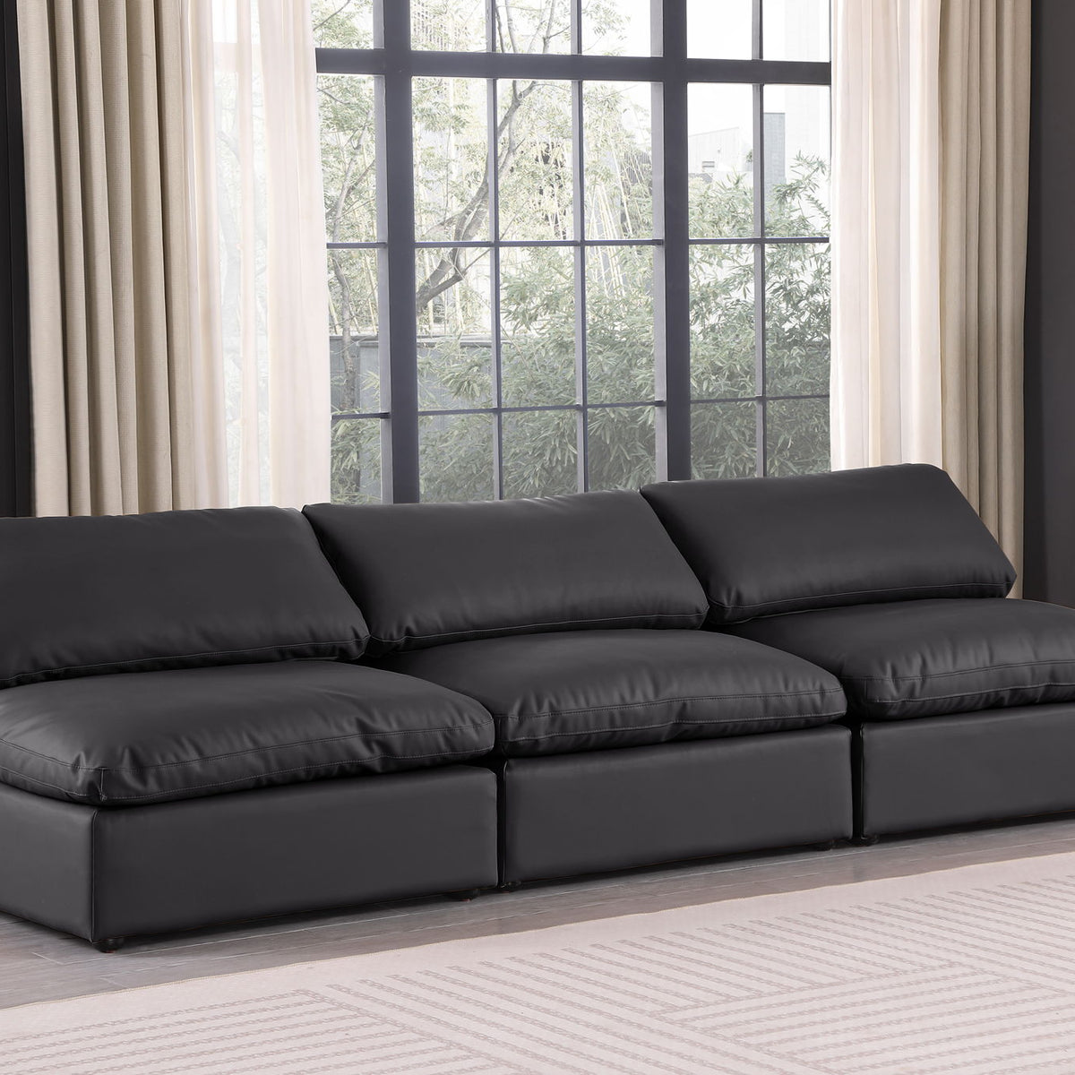 Comfy - Faux Leather Modular Armless Sofa 3 Seats
