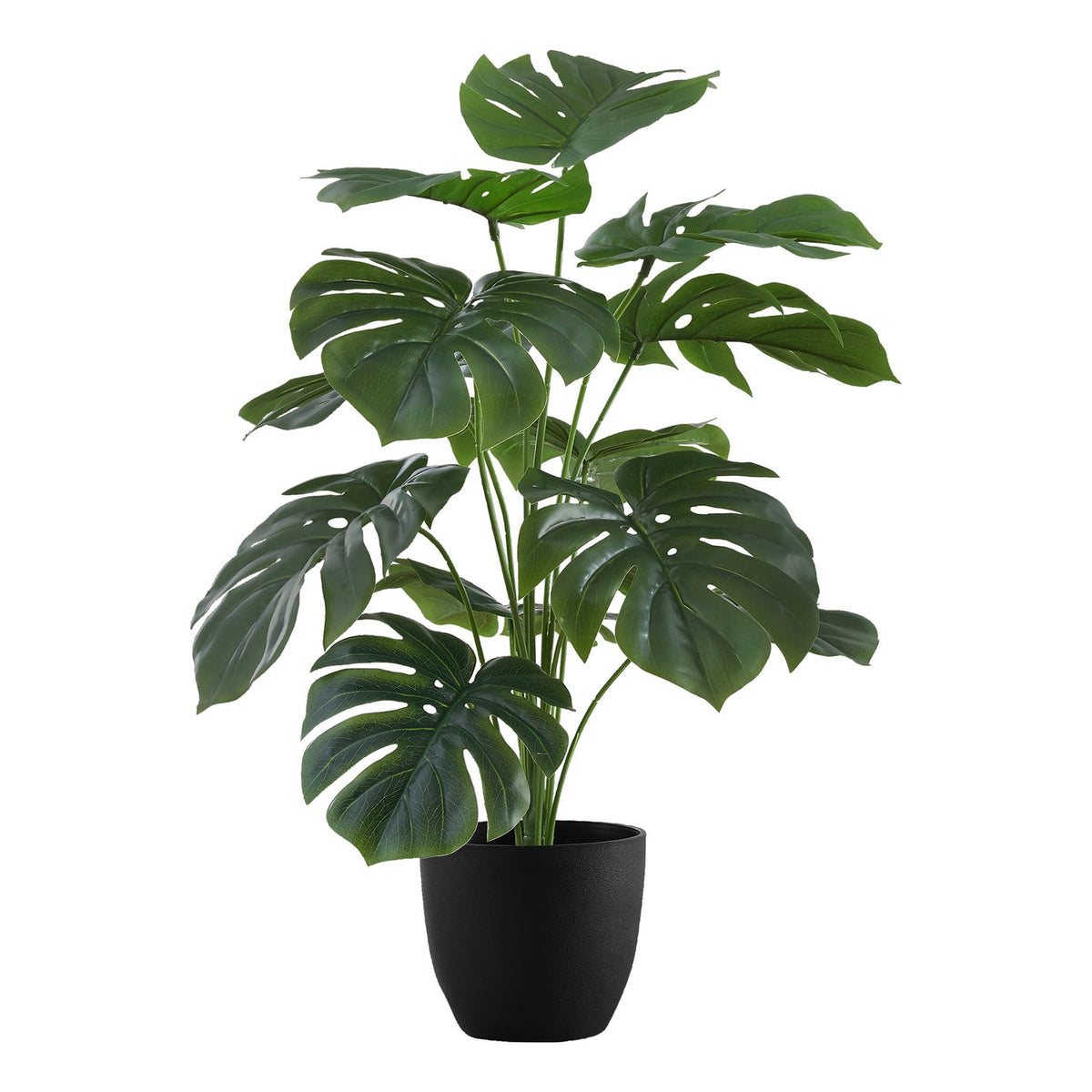 24" Tall, Artificial Plant, Monstera, Indoor, Faux, Fake, Table, Greenery, Potted, Real Touch, Decorative - Green / Black