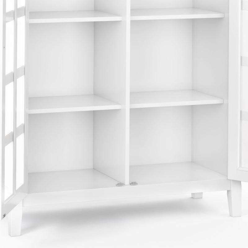 White medium storage cabinet interior with three-tier shelves