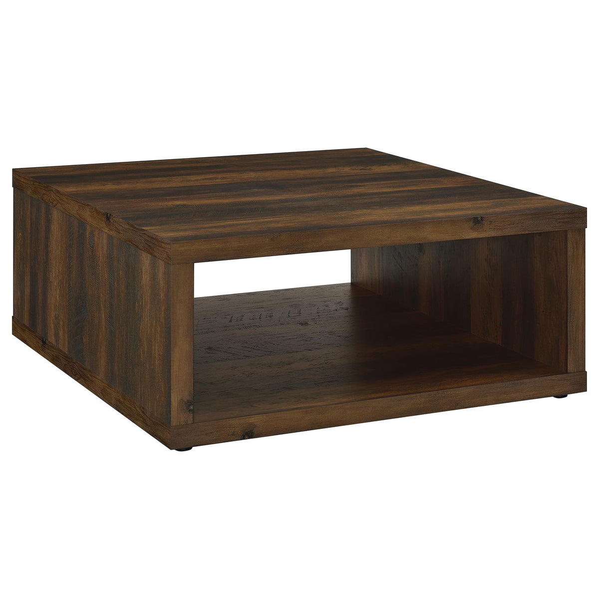 Hermosa open-sided coffee table, dark brown wood-grain finish