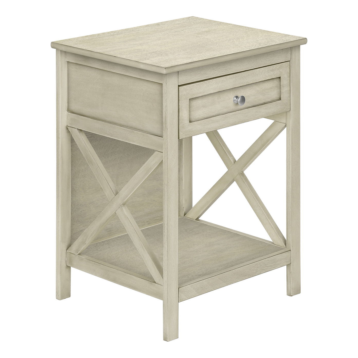 Accent End Table, 2 Tier, Storage Drawer, Transitional Style