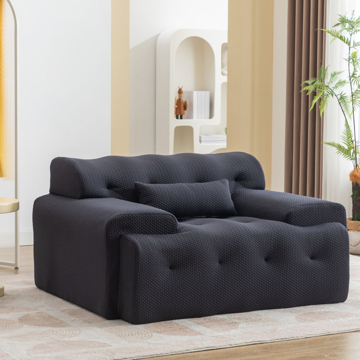 Large Size 1 Seater Sofa, Pure Foam Comfy Sofa Couch, Modern Lounge Sofa For Living Room, Apartment