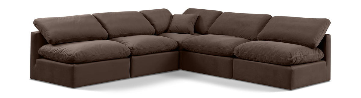 Indulge - Velvet 5 Piece Modular Corner Armless Sectional