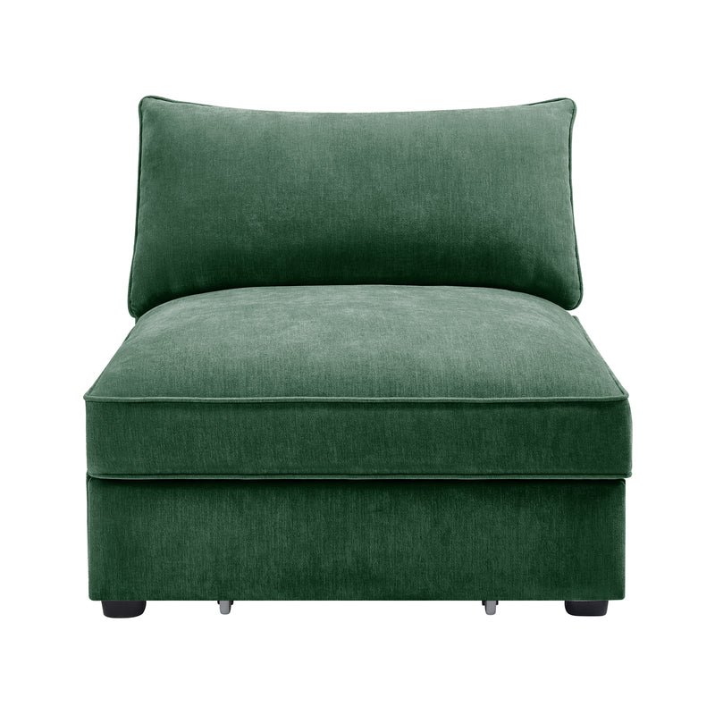 Velvet Armless Sofa - Green Velvet