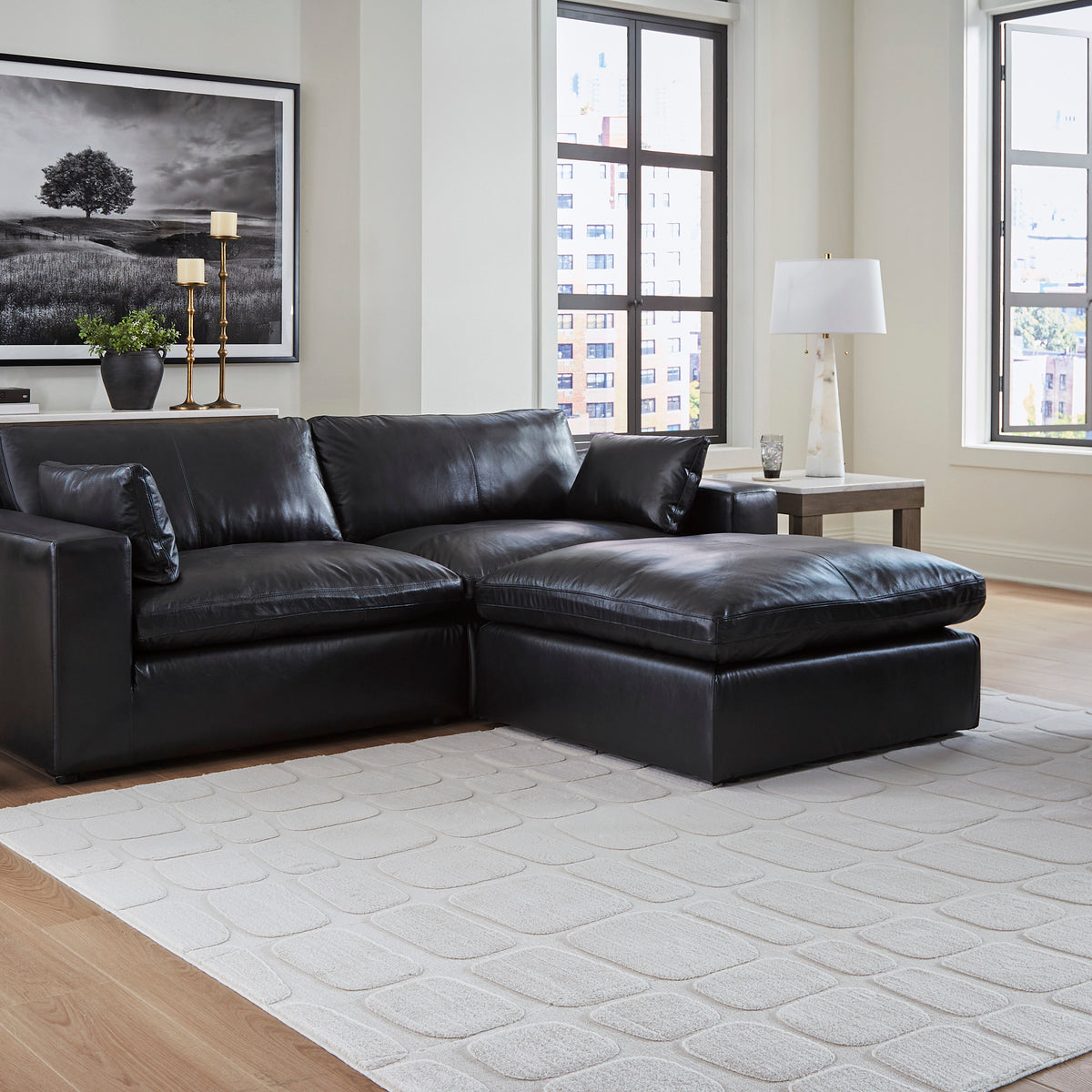 Ashley Furniture Emilia Genuine Leather Cloud Sectional
