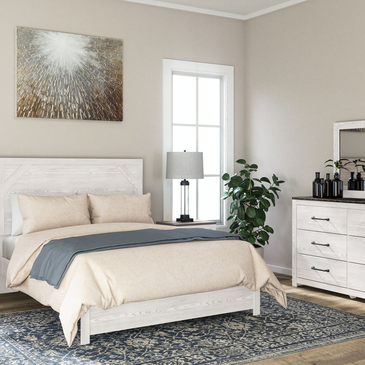 Gerridan - Two Drawer Night Stand - White / Gray