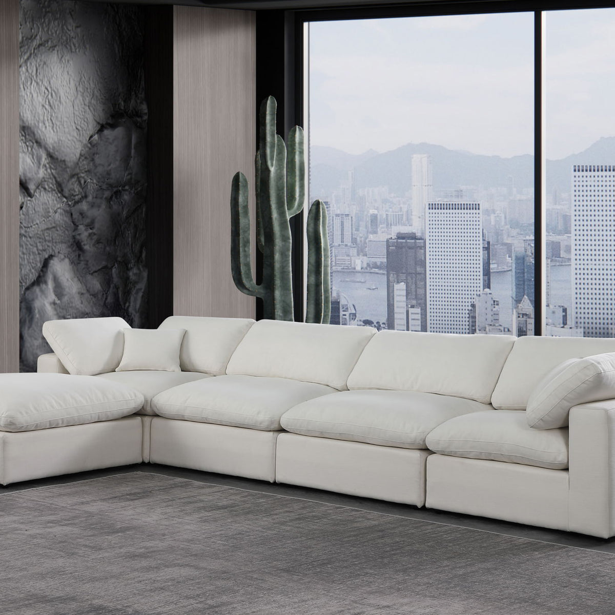 Comfy - 5 Piece Linen Modular Sectional With Chaise