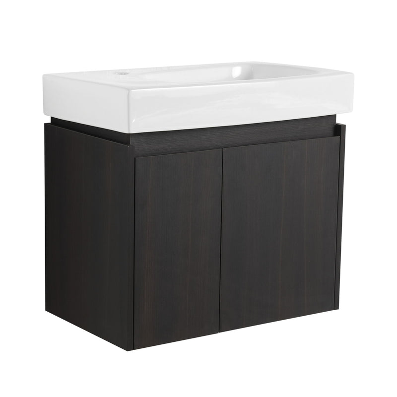 Modern Bathroom Vanity With Ceramic Basin, Wall Mounted Floating Sink Combo, Storage Cabinet