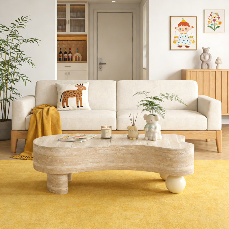 Coffee Table with Hidden Storage Open Shelving Fluted Design Brown