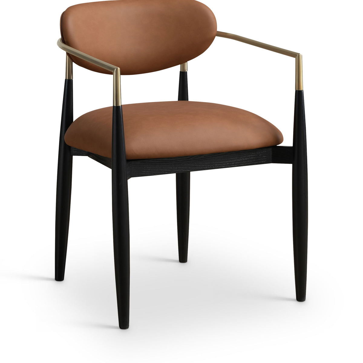 Riccio - Faux Leather Dining Arm Chair (Set of 2) - Black And Gold Frame