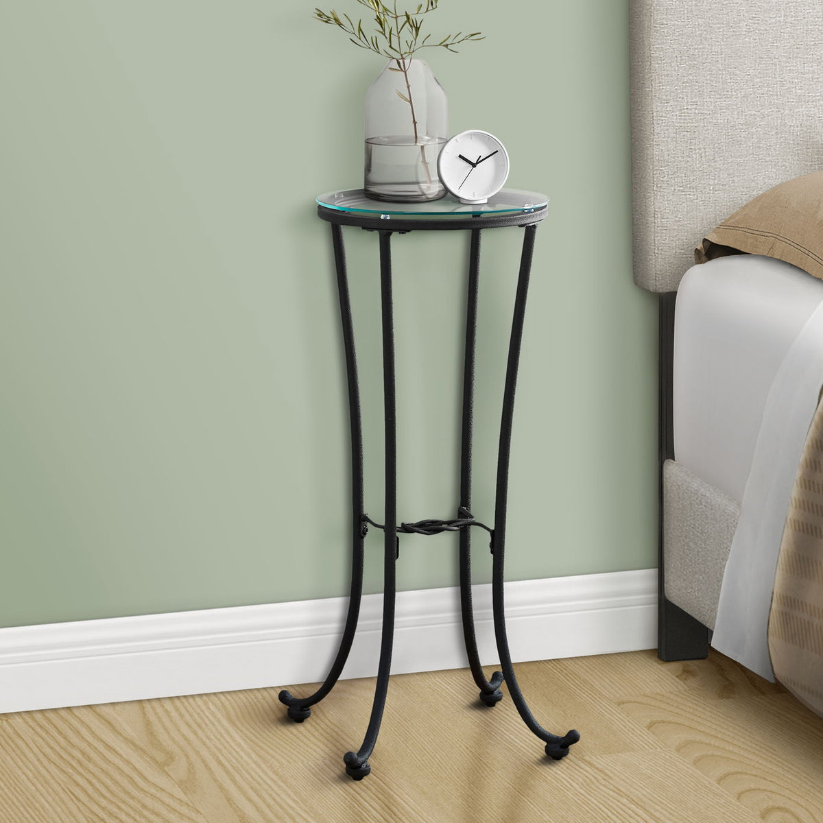 Accent Side Table, Plant Stand, Round, Contemporary & Modern - Black