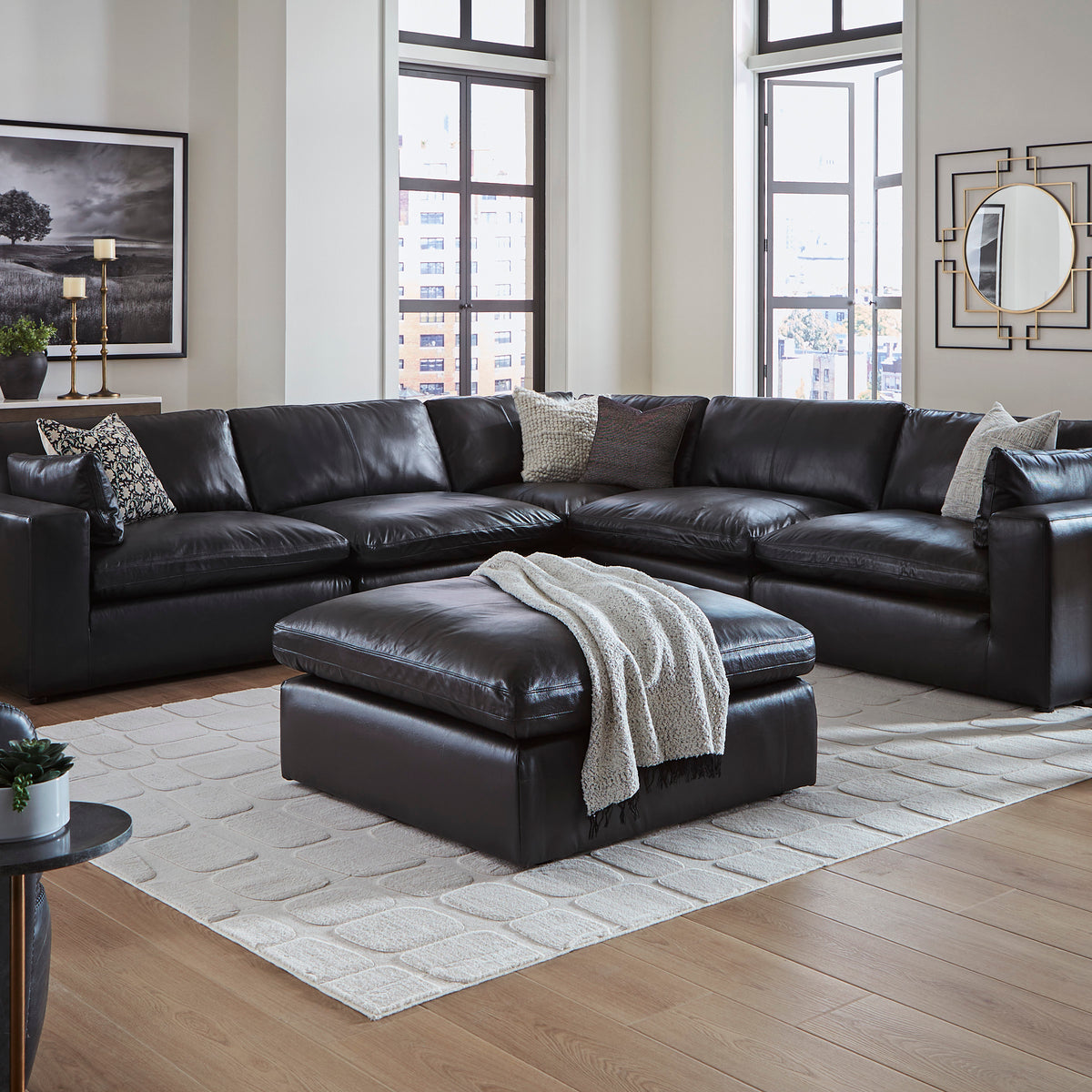 Ashley Furniture Emilia Genuine Leather Cloud Sectional