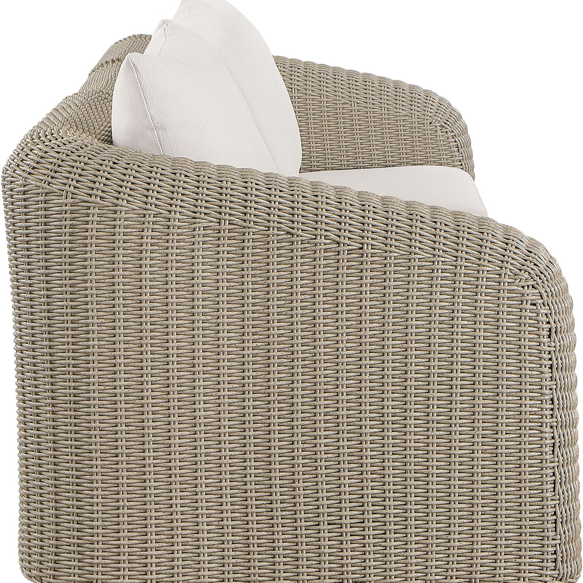 Seacrest - Olefin Water Resistant Fabric And Wicker 3 Piece Outdoor Patio Modular Sofa