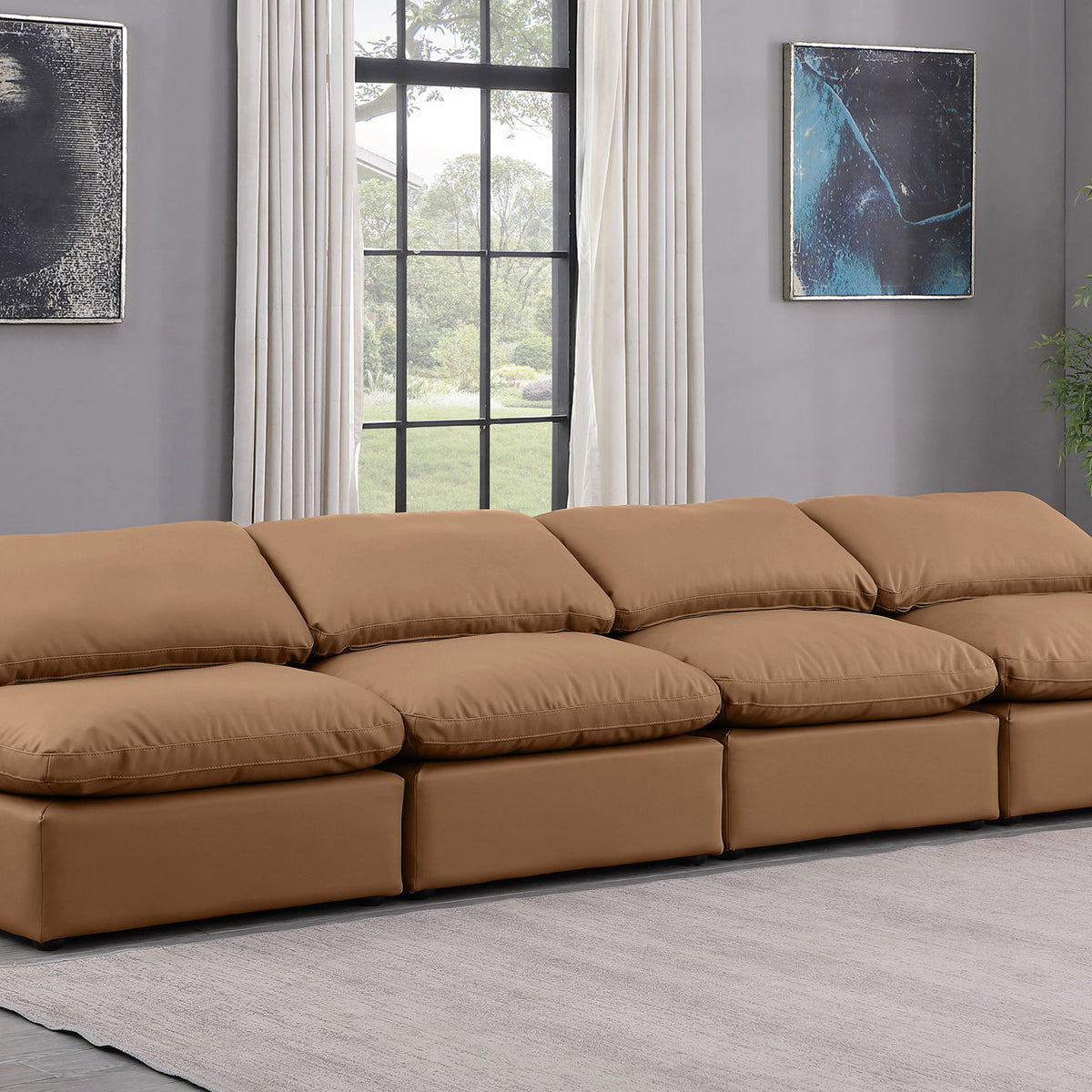 Indulge - Faux Leather 4 Seat Modular Armless Sofa