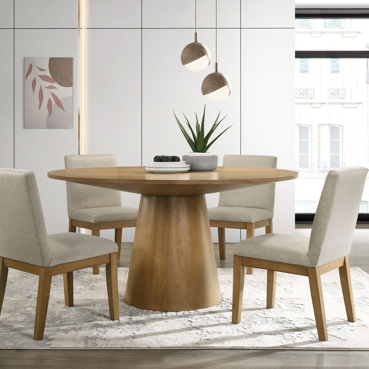 Jasper - Wide Contemporary Round Dining Table Set