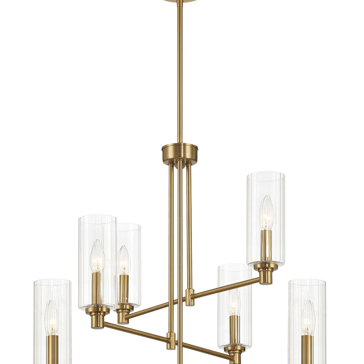 Timeless - 6 Lights Chandelier With Clear Ribbed Satin - Antique Brass / Clear / Gold