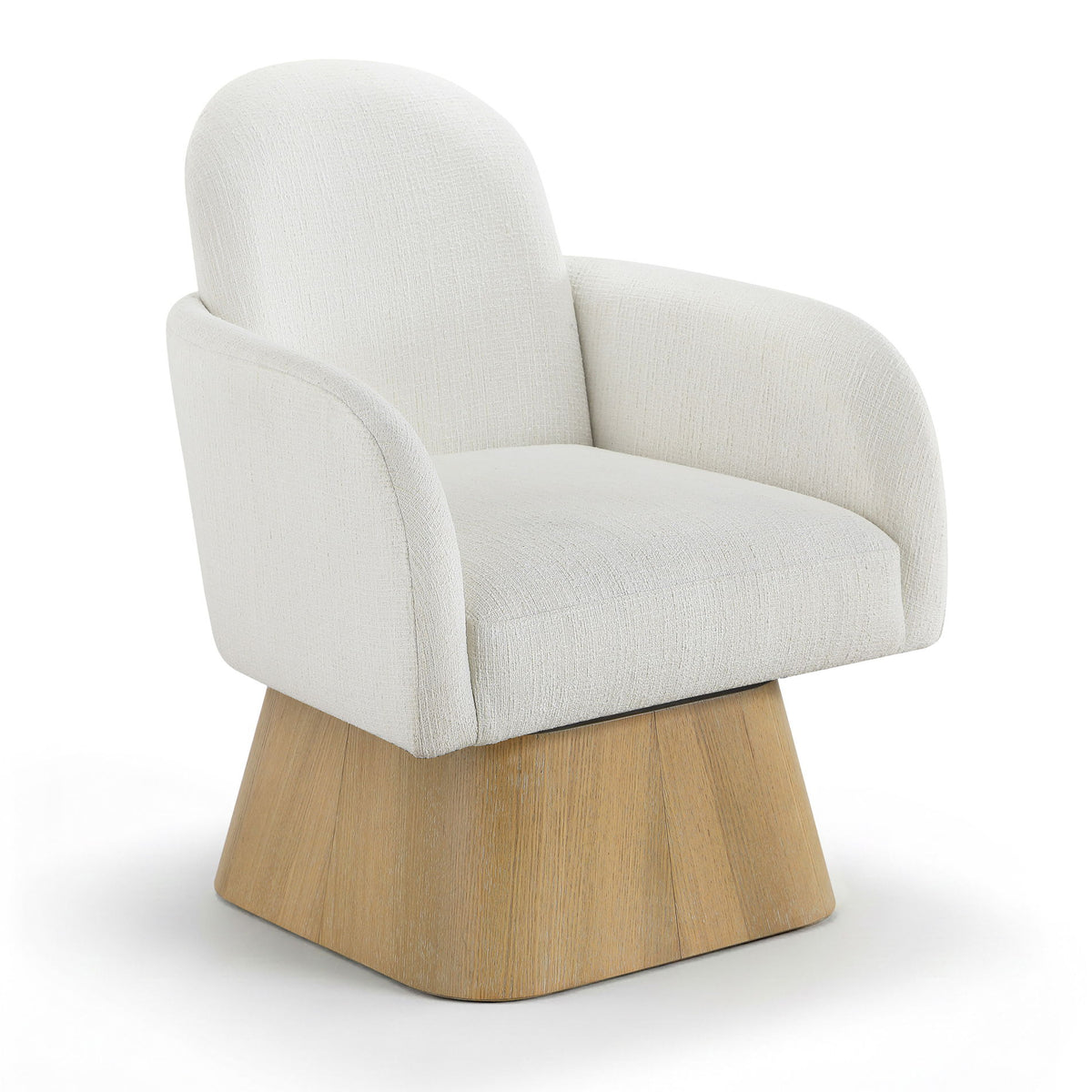 Marlowe - Linen Textured Fabric Upholstered Swivel Accent Chair - Stained Natural