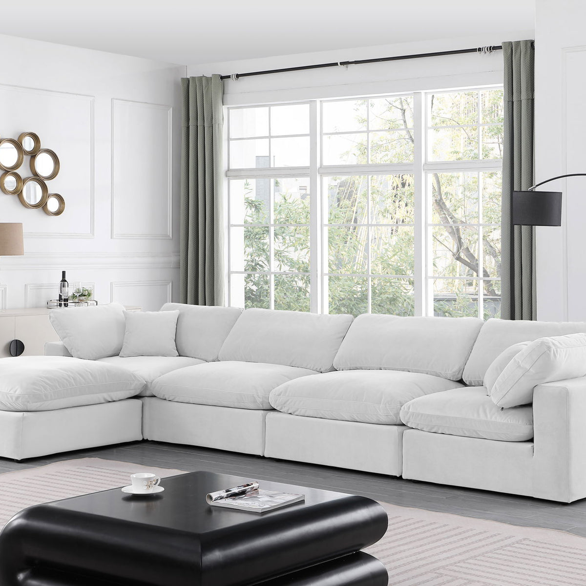Comfy - 5 Piece Velvet Modular Sectional With Chaise