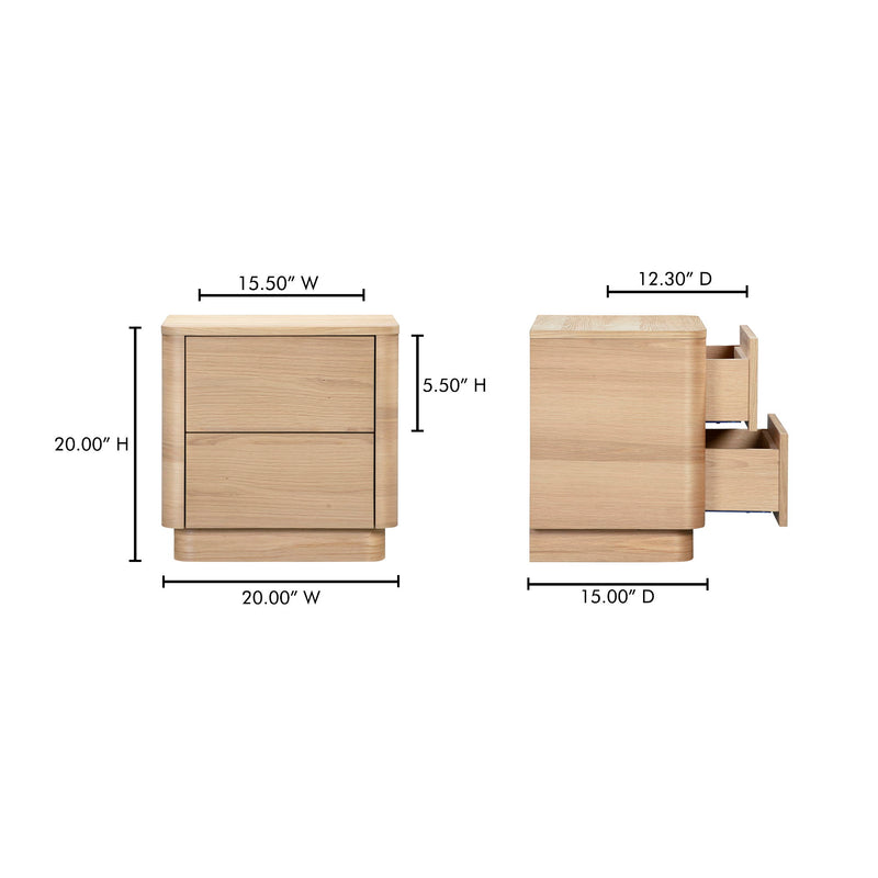 Round Off - Tall Nightstand - Light Brown / Oak
