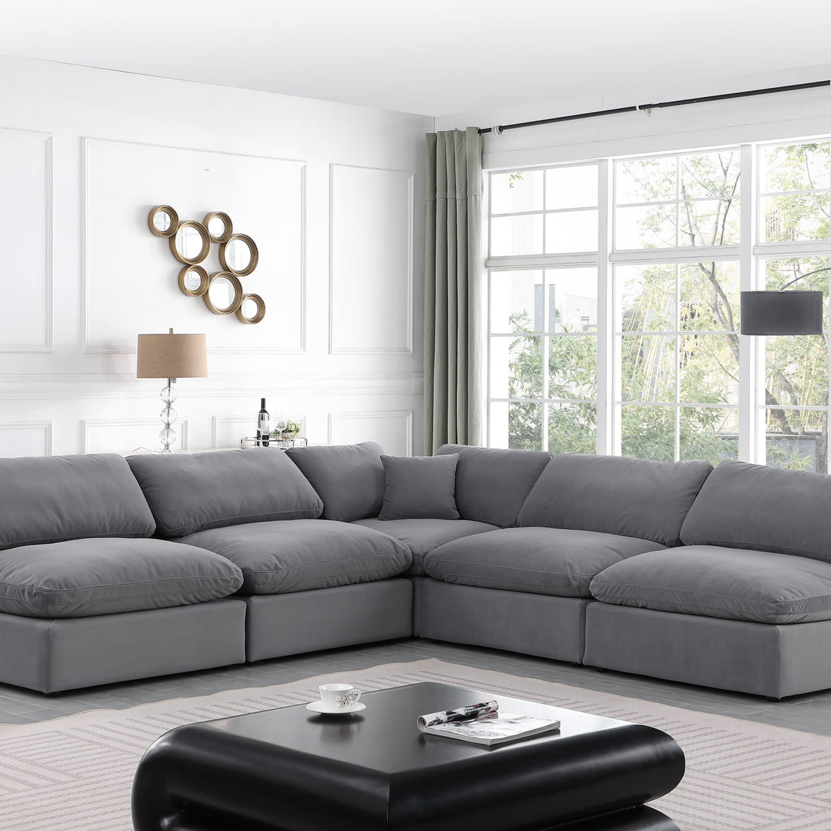 Comfy - 5 Piece Velvet Modular Corner Armless Sectional