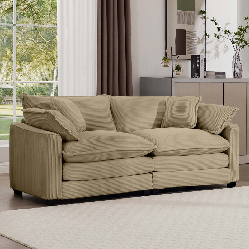 Modern 2 Seater With 4 Pillows, Upholstered Deep Seating Loveseat