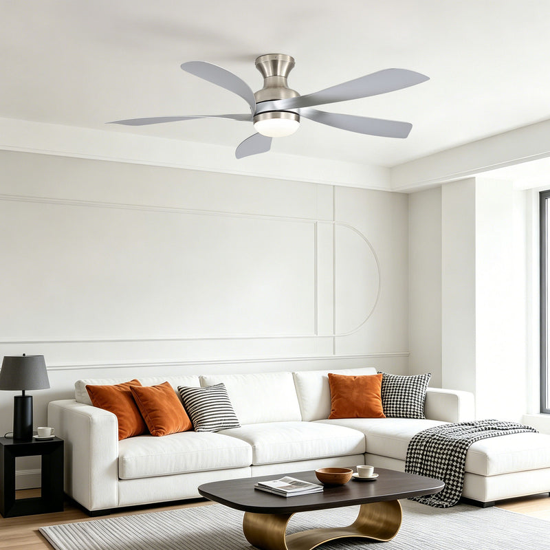 52" Ceiling Fan With 3 Color Dimmable LED Light, DC Reversible Motor, 6 Speed Settings