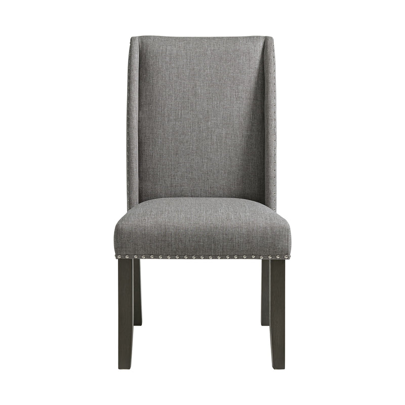 Everdeen - Side Chair With Gray Fabric and Nail Heads (Set of 2) - Charcoal