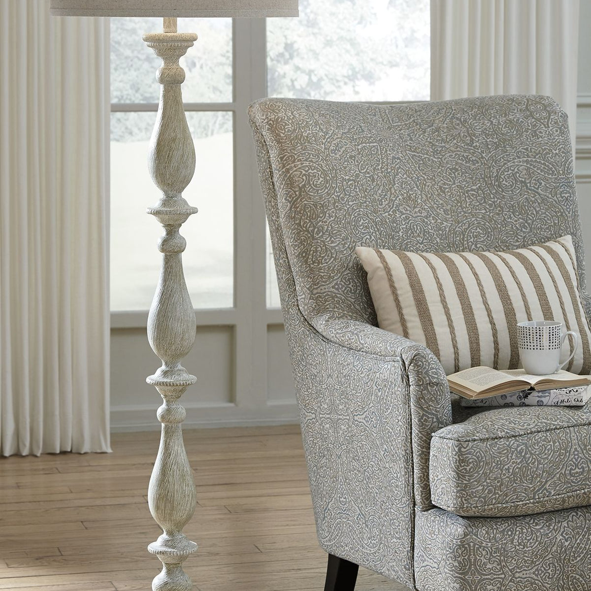 Bernadate - Whitewash - Poly Floor Lamp