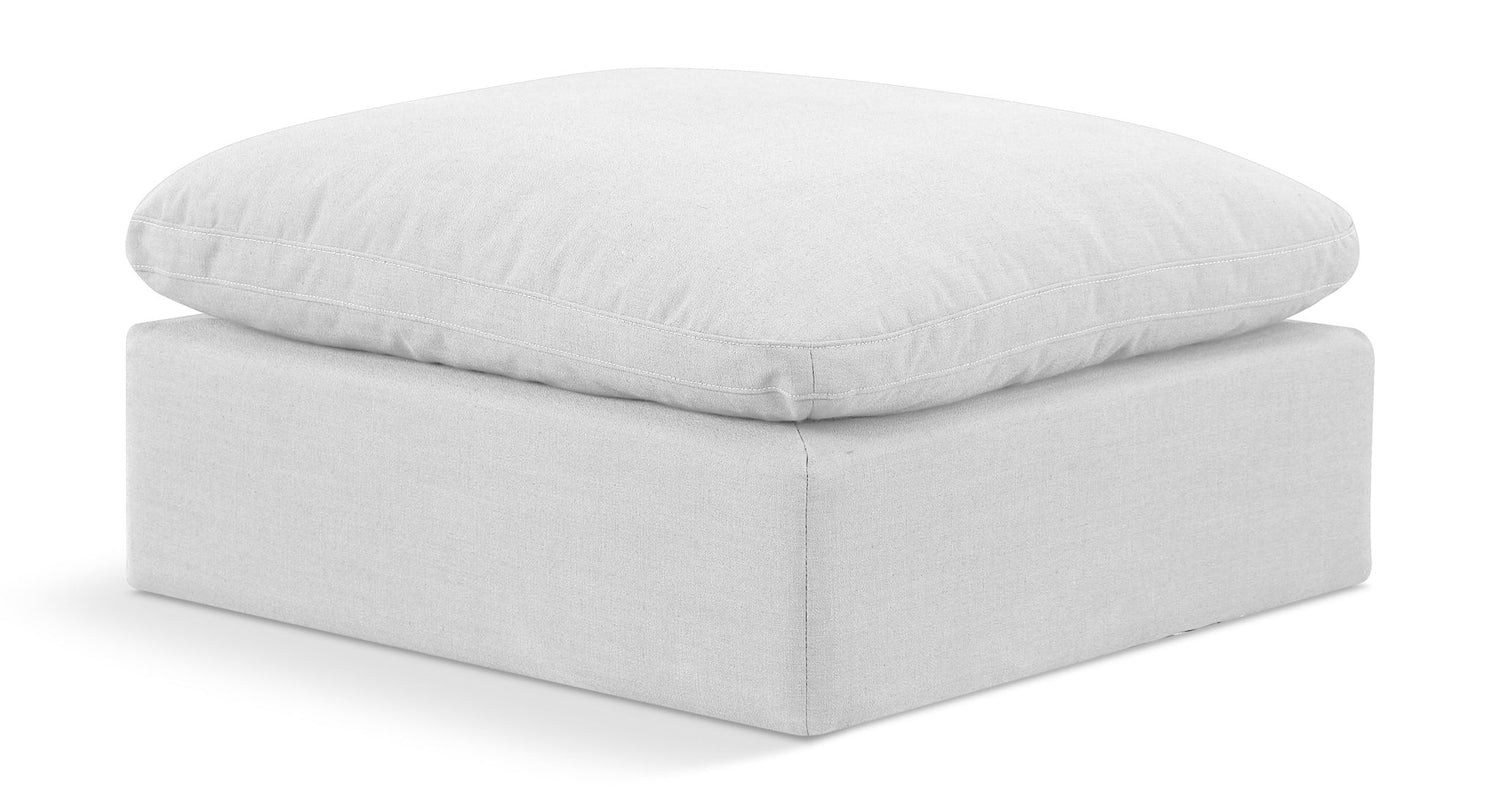 Indulge - Linen Ottoman - White