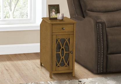 Accent Side Table, Storage Drawer, Traditional - Taupe