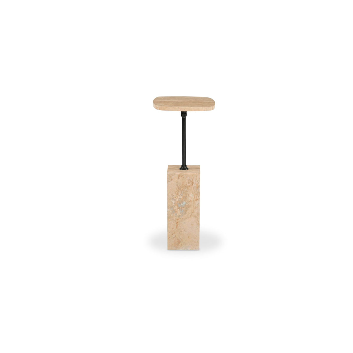 Caro - Side Table Travertine - Beige / Dark Gray