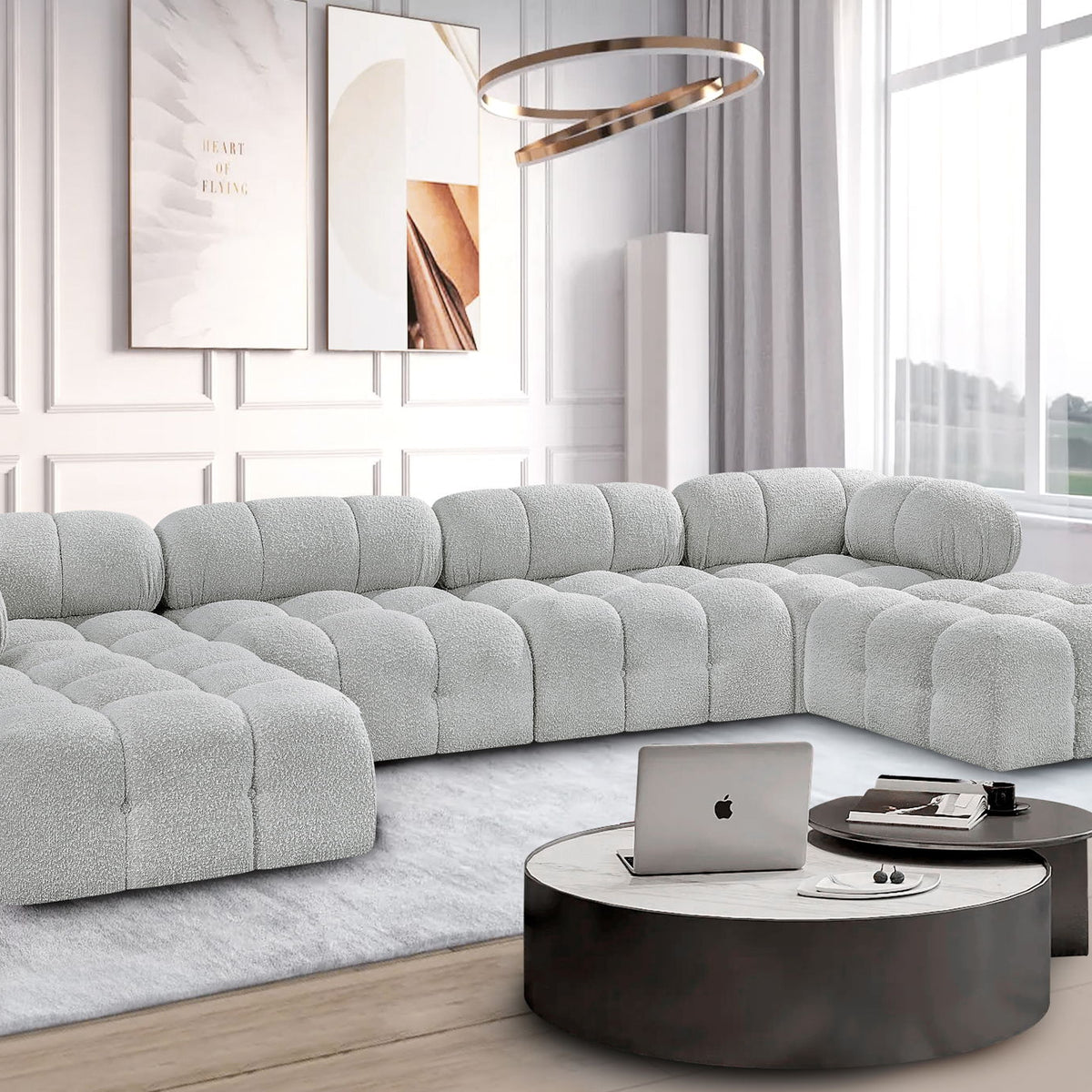Ames - 6 Piece Fabric Modular U-Shaped Sectional