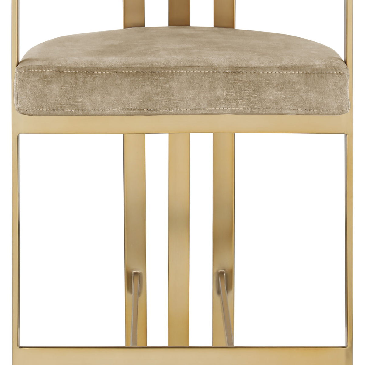 Marcello - Counter Stool With Brushed Gold Iron Frame (Set of 2) - Beige