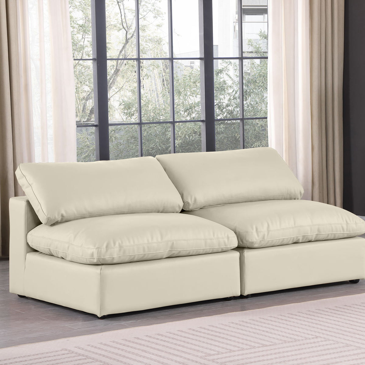 Comfy - Faux Leather Modular Armless Sofa 2 Seats
