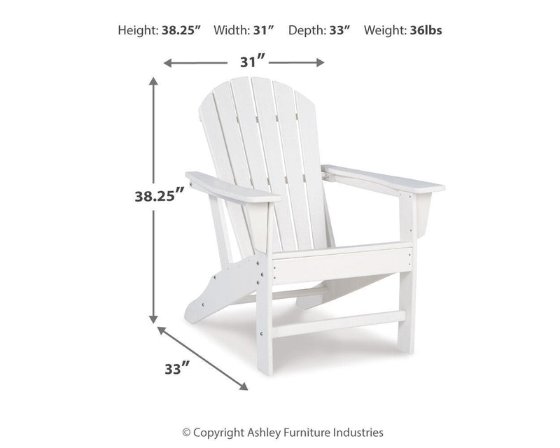White outdoor adirondack chair dimension diagram with slatted back