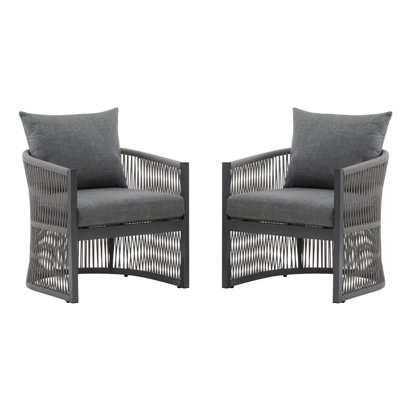 Modern Curved Aluminum Lounge Chair With Stylish Rope Weave Design And Cushioned Comfort For Outdoor