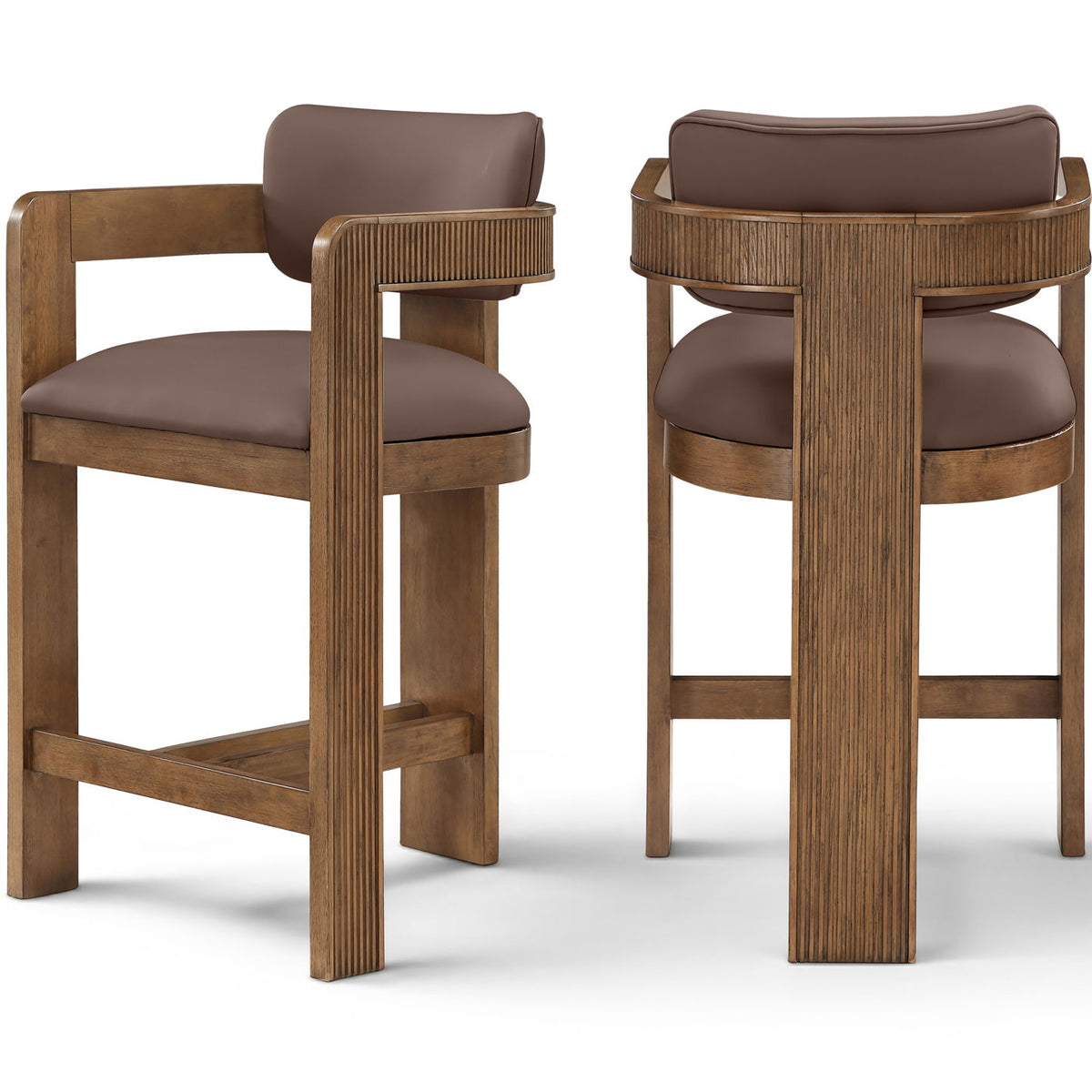 Sacha - Vegan Leather Upholstered Counter Stool With Brown Base