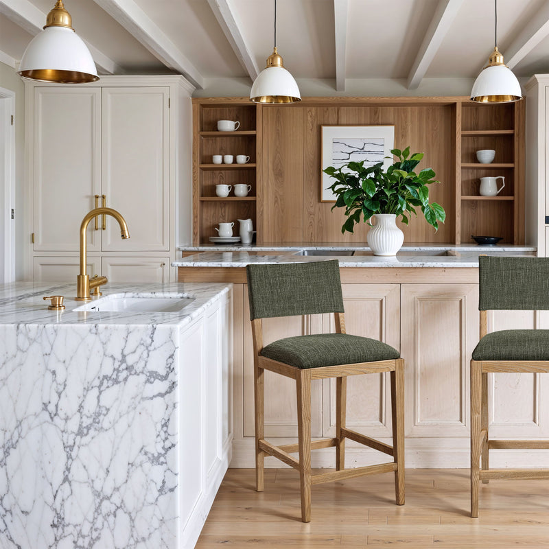 Avon - Linen Textured Performance Fabric Upholstered Counter Stool