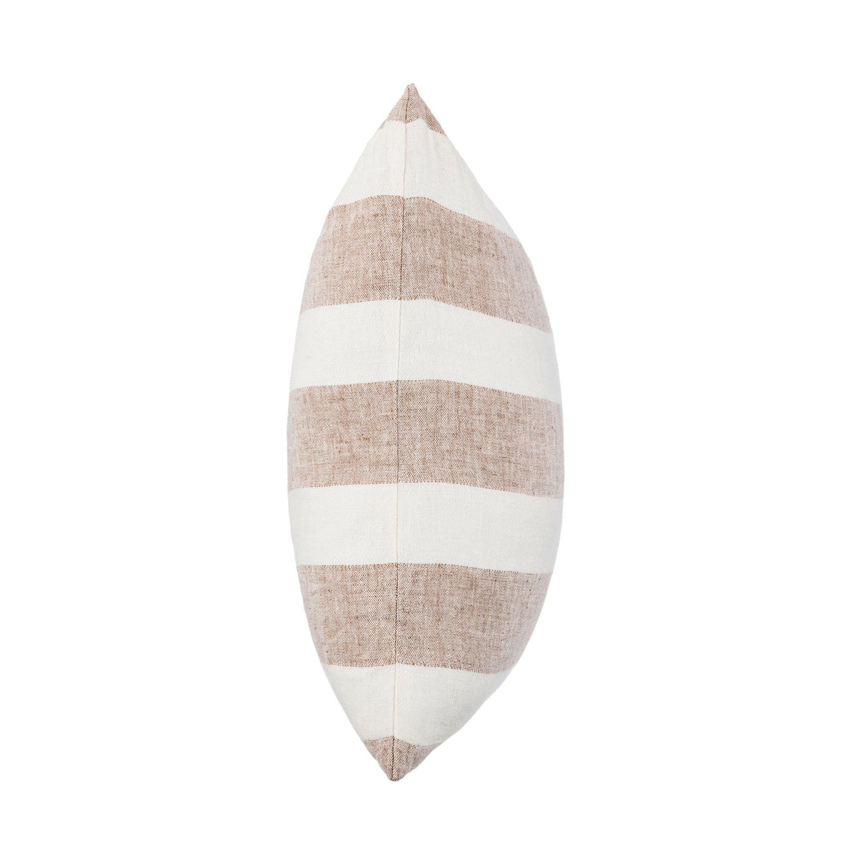 Eleanor pillow back view with natural and white stripe panels