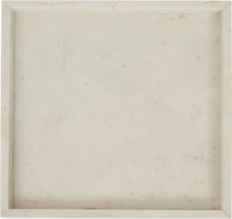 Beige marble tray with squared edges and raised rim