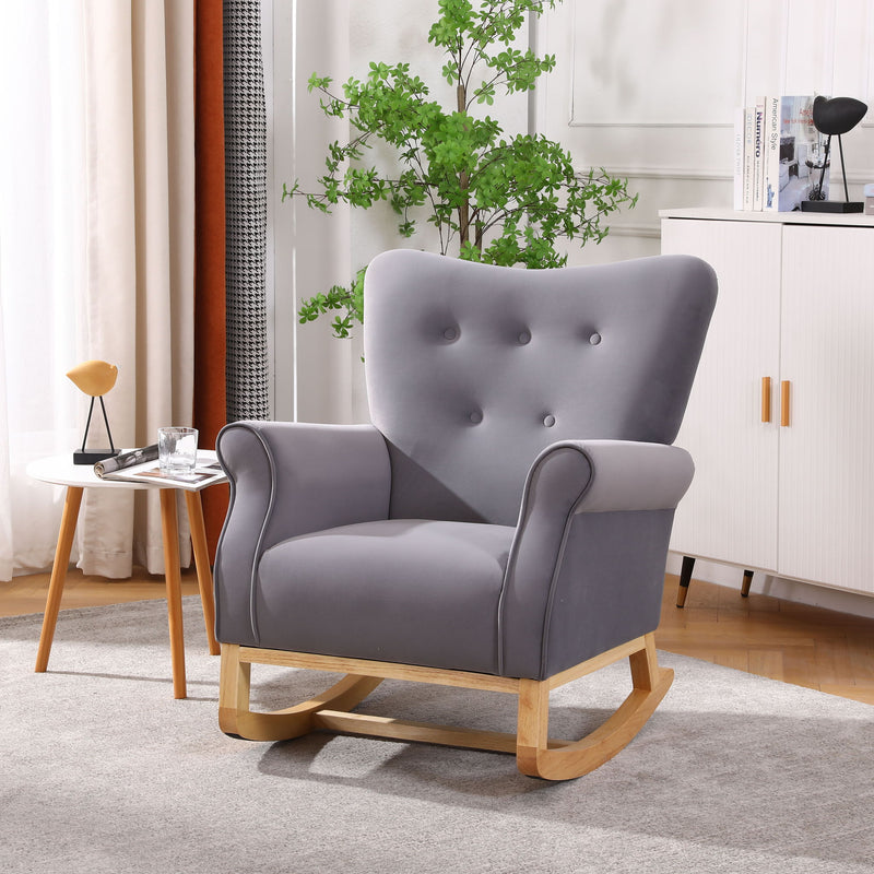 Modern Rocking Chair, Upholstered Accent Chair For Nursery, Small Contemporary Rocke
