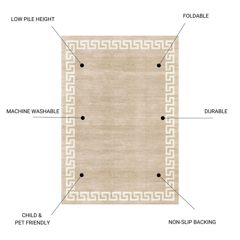 Toucan - 5' X 7' Washable Non - Slip Area Rug - Beige