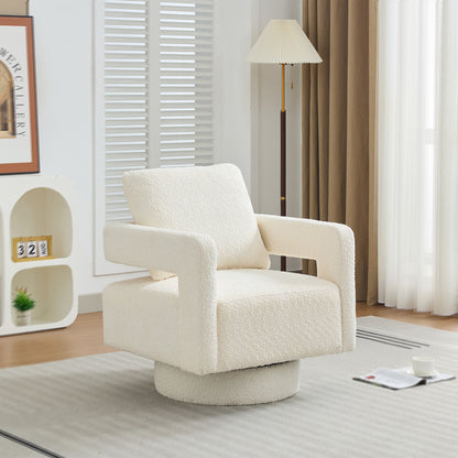 29.13' W Square Swivel Accent Chair, Modern Rotating Arm Chair with Open Back,360 Degree Rotation, Lounge Club Chair with Removable Back Cushion for Living Room, Hotel, Bed Room, Beige