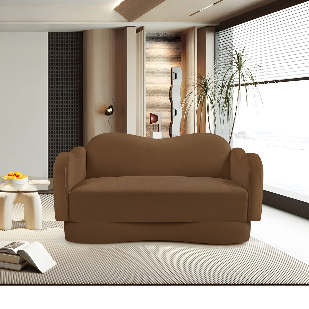 Bloom - Velvet Loveseat - Saddle