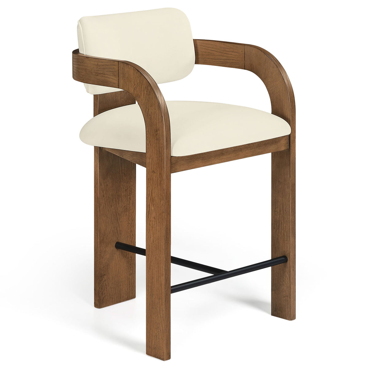 Cedra - Velvet Performance Fabric Upholstered Counter Stool - Brown Frame