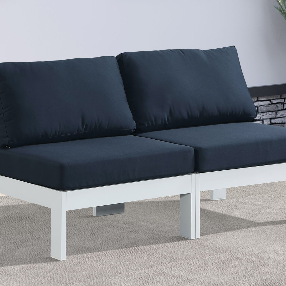 Nizuc - Outdoor Patio 2 Seat Armless Modular Sofa With White Frame
