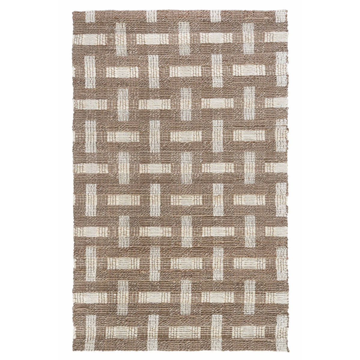 Preston rug with beige and white geometric block pattern