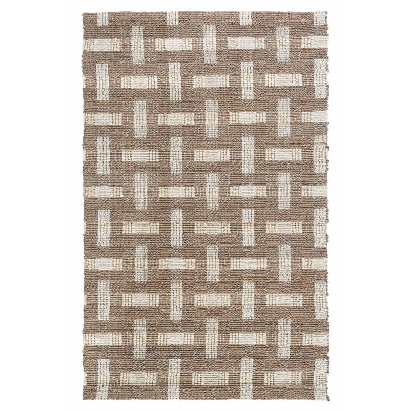 Preston rug with beige and white geometric block pattern