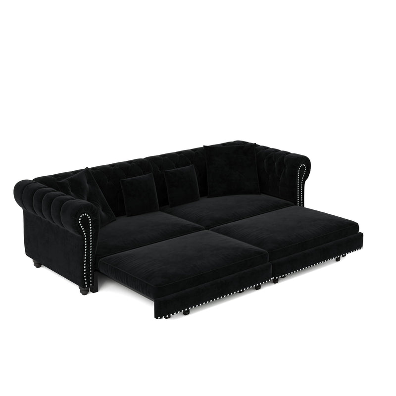 3 In 1 Convertible Sleeper Sofa Bed With Movable Ottoman