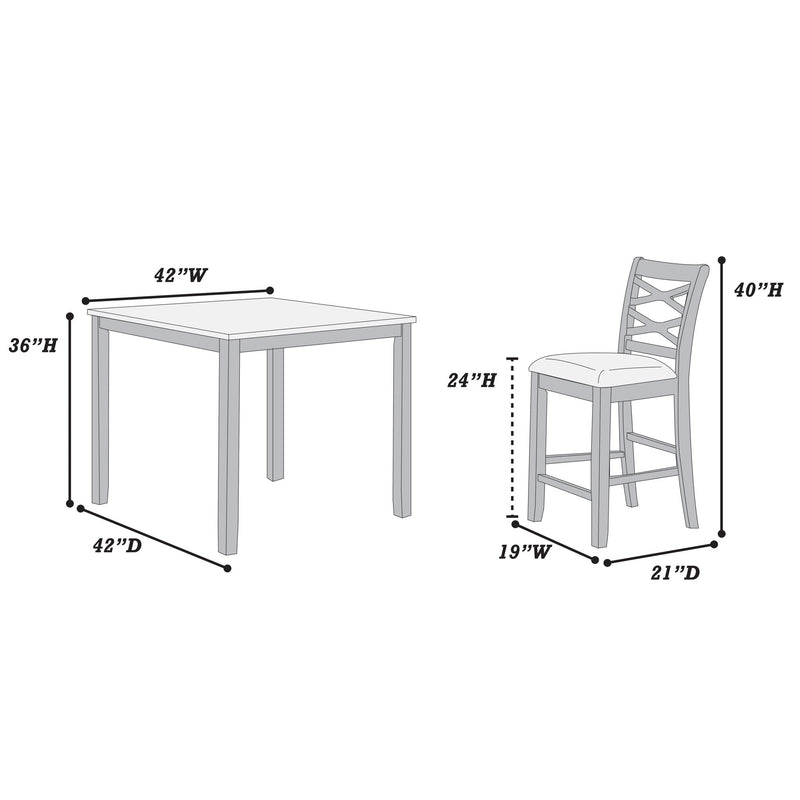 Dining Table Set With 4 Cross Back Chairs, Upholstered Cushions - Charcoal